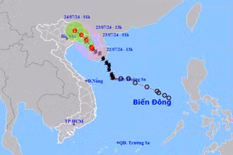 Vị trí và hướng di chuyển của bão số 2. (Nguồn: nchmf.gov.vn)