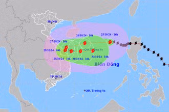 Vị trí và hướng di chuyển của bão số 6. (Nguồn: nchmf.gov.vn)