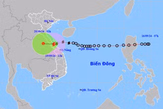 Vị trí và hướng di chuyển của bão số 4. (Nguồn: nchmf.gov.vn)