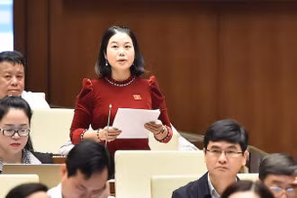 Đại biểu Nguyễn Thị Huế (đoàn Bắc Kạn) tham gia ý kiến thảo luận. (Ảnh: THỦY NGUYÊN)