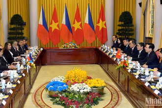 Quang cảnh hội đàm. (Ảnh: ĐĂNG KHOA)
