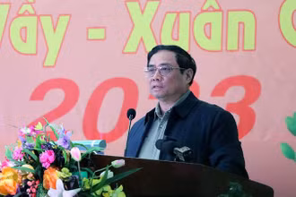 Thủ tướng Phạm Minh Chính phát biểu, chúc Tết công nhân lao động.