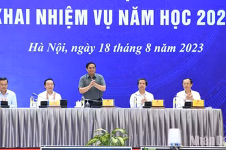 Hội nghị tổng kết năm học 2022-2023, triển khai nhiệm vụ năm học 2023-2024. (Ảnh: TRẦN HẢI)