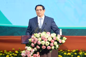 Thủ tướng Phạm Minh Chính phát biểu ý kiến tại Hội nghị công bố quy hoạch và xúc tiến đầu tư tỉnh Vĩnh Long.