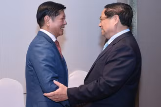 Thủ tướng Phạm Minh Chính và Tổng thống Philippines Ferdinand Romualdez Marcos. (Ảnh: NHẬT BẮC - VGP) 