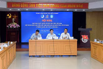 Bí thư Trung ương Đoàn Thanh niên Cộng sản Hồ Chí Minh, Chủ tịch Hội Sinh viên Việt Nam Nguyễn Minh Triết (giữa) điều hành hội nghị. 
