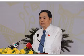Chủ tịch Quốc hội Trần Thanh Mẫn phát biểu chỉ đạo tại Kỳ họp thứ 15, Hội đồng nhân dân tỉnh Bình Phước khóa X. (Ảnh: Nhật Bình/TTXVN)