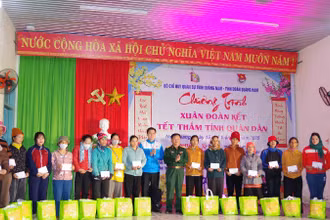 Trao quà Tết tặng gia đình chính sách, hộ nghèo tại huyện Nam Giang, Quảng Nam.