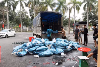 Xe ô-tô và tang vật bị bắt giữ.
