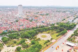 Toàn cảnh đô thị trung tâm thành phố Phủ Lý. (Ảnh Lương Biển) 