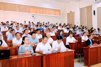 Các học viên tham dự lớp bồi dưỡng, cập nhật kiến thức dành cho chức danh trưởng ban, phó trưởng ban tuyên giáo cấp ủy cấp tỉnh, thành phố trực thuộc Trung ương và lớp bồi dưỡng, cập nhật kiến thức đối với chức danh phó bí thư cấp ủy cấp huyện năm 2023. (Ảnh Ðức Mạnh) 
