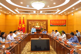 Phó Trưởng Ban Thường trực Ban Tổ chức Trung ương Mai Văn Chính phát biểu kết luận buổi làm việc.