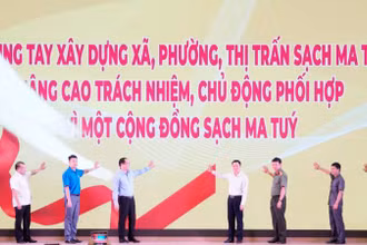Các đại biểu tham gia nghi lễ cam kết chung tay phòng, chống ma túy.