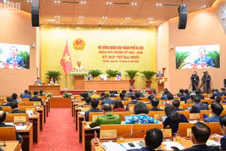 Quang cảnh khai mạc Kỳ họp thứ 20, Hội đồng nhân dân Thành phố Hà Nội khóa XVI, nhiệm kỳ 2021-2026.