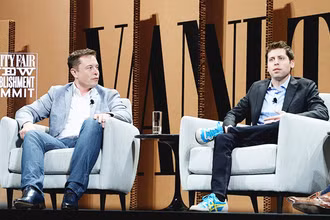 CEO Sam Altman của Công ty OpenAI (phải) tại một buổi chia sẻ tầm nhìn về ứng dụng AI. Ảnh: GETTY IMAGES