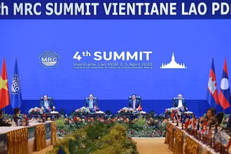 Hội nghị cấp cao Ủy hội sông Mekong quốc tế lần thứ 4 diễn ra tại thủ đô Vientiane, Lào. (Ảnh TTXVN)