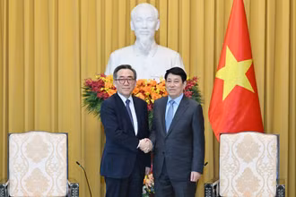 Chủ tịch nước Lương Cường tiếp Bộ trưởng Ngoại giao Hàn Quốc Cho Tae-yul.