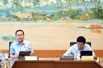 Chủ tịch Quốc hội Trần Thanh Mẫn phát biểu thảo luận tại tổ. (Ảnh: ĐĂNG ANH)