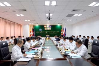 Ủy ban Bầu cử Quốc gia Campuchia họp, sáng 5/3. (Ảnh: NEC)