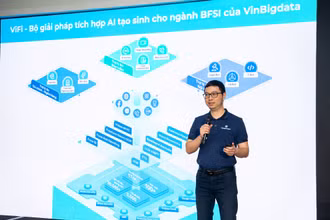TS Đào Đức Minh, CEO VinBigdata công bố ra mắt bộ giải pháp ViFi tích hợp AI tạo sinh cho ngành BFSI.