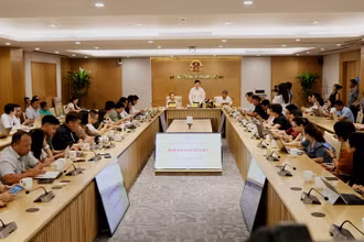 Toàn cảnh họp báo thường kỳ Bộ Thông tin và Truyền thông.