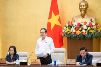 Chủ tịch Quốc hội Trần Thanh Mẫn phát biểu bế mạc phiên họp. (Ảnh: DUY LINH) 