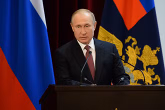 Tổng thống Nga Valadimir Putin tại cuộc họp mở rộng với Bộ Nội Vụ ngày 5/3