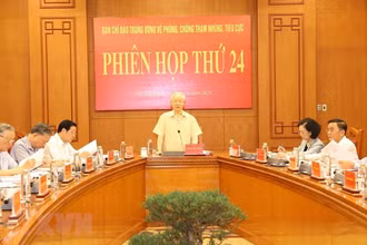 Phiên họp 24 Ban Chỉ đạo Trung ương về phòng, chống tham nhũng. (Ảnh: TTXVN)