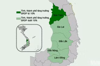 [Infographic] Mục tiêu tăng trưởng GRDP năm 2025 của các tỉnh, thành phố vùng Tây Nguyên