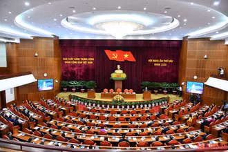 Toàn cảnh phiên bế mạc Hội nghị lần thứ 6 Ban chấp hành Trung ương Đảng khóa XIII.