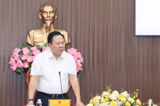 Đồng chí Nguyễn Hoàng Anh, Ủy viên Trung ương Đảng, Chủ tịch Ủy ban Quản lý vốn nhà nước tại doanh nghiệp phát biểu tại buổi làm việc.