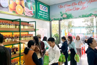 Một điểm giới thiệu sản phẩm OCOP Nghệ An tại Hà Nội.