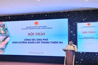Ông Nguyễn Văn Tiến - Phó Cục trưởng Cục Quản lý đê điều và Phòng, chống thiên tai phát biểu khai mạc hội thảo.