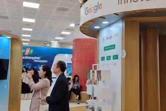 Khu trưng bày của Google tại Trung tâm Đổi mới sáng tạo Quốc gia (NIC) Láng Hòa Lạc.
