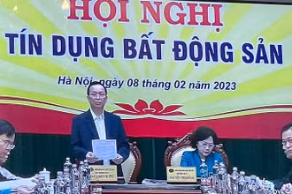 Quang cảnh Hội nghị về công tác tín dụng đối với lĩnh vực bất động sản.