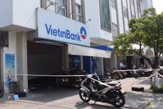 Hiện trường vụ cướp ngân hàng.