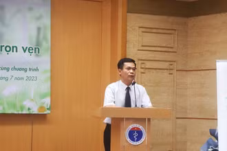 Phó Vụ trưởng Vụ sức khỏe Bà mẹ-Trẻ em, Bộ Y tế Trần Đăng Khoa phát biểu tại lễ phát động.