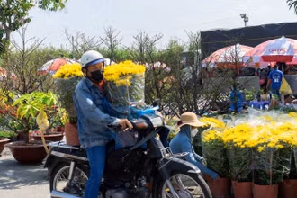 Người dân mua hoa chơi Tết tại chợ Hoa xuân Bình Điền 2023 trong chiều 17/1. Ảnh: CTV