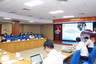 Toàn cảnh hội nghị tại đầu cầu Trung ương Đoàn Thanh niên Cộng sản Hồ Chí Minh.