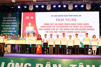 Tặng Bằng khen cho các tập thể và cá nhân có thành tích xuất sắc trong hoạt động tín dụng chính sách. 
