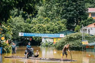 [Ảnh] Cao Bằng: Nước lũ cuồn cuộn trên sông Gâm, gây thiệt hại lớn