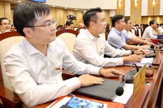 Các đại biểu biểu quyết thông qua nghị quyết. (Ảnh: DUY LINH)