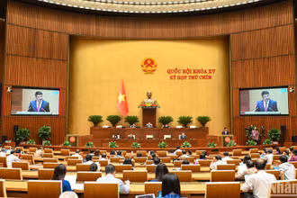 Quang cảnh phiên họp ở hội trường chiều 19/5. (Ảnh: BÙI GIANG)