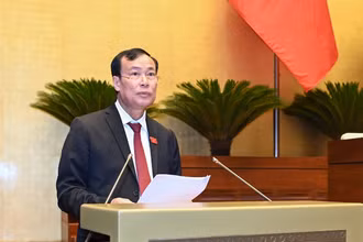 Chủ nhiệm Ủy ban Quốc phòng và An ninh của Quốc hội Lê Tấn Tới báo cáo giải trình, tiếp thu, chỉnh lý dự thảo Luật Căn cước. (Ảnh: DUY LINH)