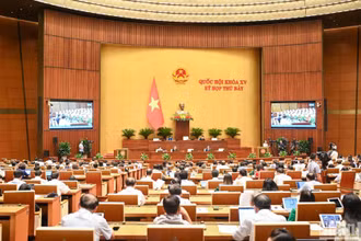 Quang cảnh phiên họp Quốc hội sáng 25/6. (Ảnh: DUY LINH)