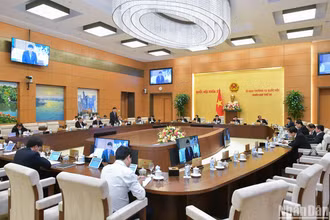 Quang cảnh phiên họp chiều 22/2. (Ảnh: DUY LINH)