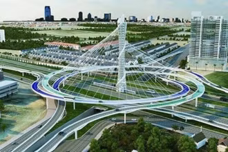 Phối cảnh nút giao đường Vành đai 3,5 với Đại lộ Thăng Long.