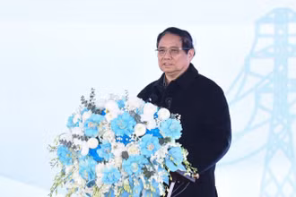 Thủ tướng Phạm Minh Chính phát biểu ý kiến tại buổi lễ. (Ảnh: TRẦN HẢI)