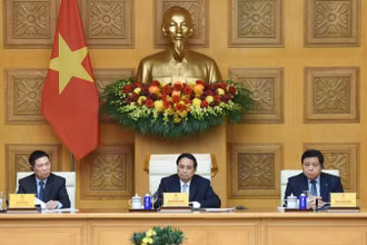 Thủ tướng Phạm Minh Chính chủ trì Toạ đàm với các tập đoàn, doanh nghiệp lớn của Hàn Quốc. (Ảnh: TRẦN HẢI)