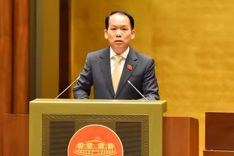 Chủ nhiệm Ủy ban Pháp luật của Quốc hội Hoàng Thanh Tùng trình bày tờ trình. (Ảnh: THỦY NGUYÊN) 